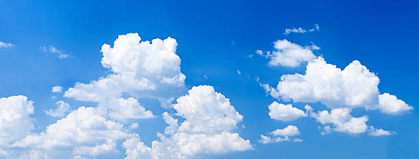 青い空、白い雲-パノラマ 32mpix xxxxl - cirrus cloud cloudscape stratus ストックフォトと画像