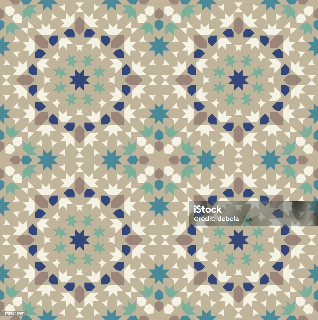 Arabic Textile Design Arabic Motif Pattern Blue And Beige Color Textile Design Geometric ...