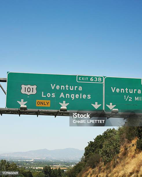 Ventura And Los Angeles 101 Freeway Sign Stock Photo - Download Image Now - Road Sign, City Of Los Angeles, Los Angeles County