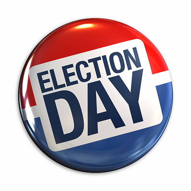 Election Day badge in red, white & blue Election Day badge election stock pictures, royalty-free photos & images
