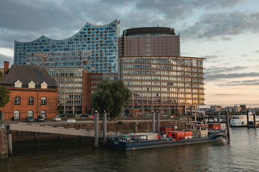 Hamburg, Germany, Europe - September 14, 2023: photo Elbe Philharmonic Hall, beautiful landscape photography.