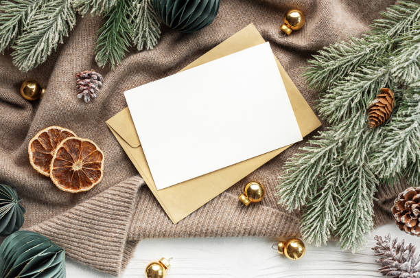 istock Top view mockup blank paper and envelope 1729667588