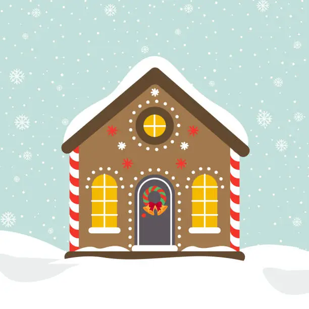 Vector illustration of Holiday sweet gingerbread house.
