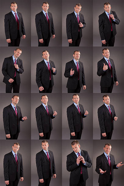 Business man, multiple images stock photo