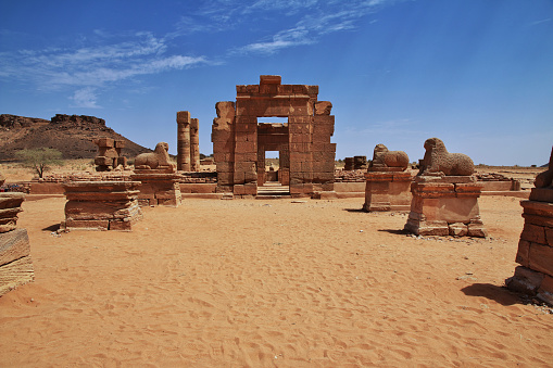 The ruins of an ancient Egyptian Temple in Sahara desert of Sudan in Nubia