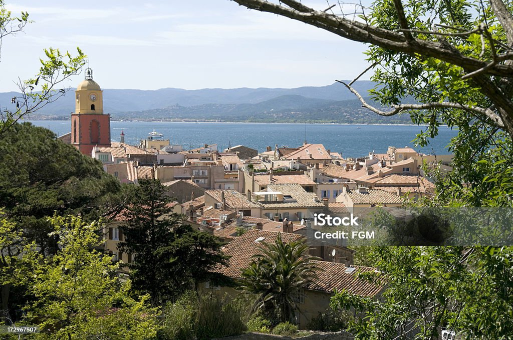 Roof tops of St Tropez Looking down on St Tropez and out into the bay St Tropez Stock Photo