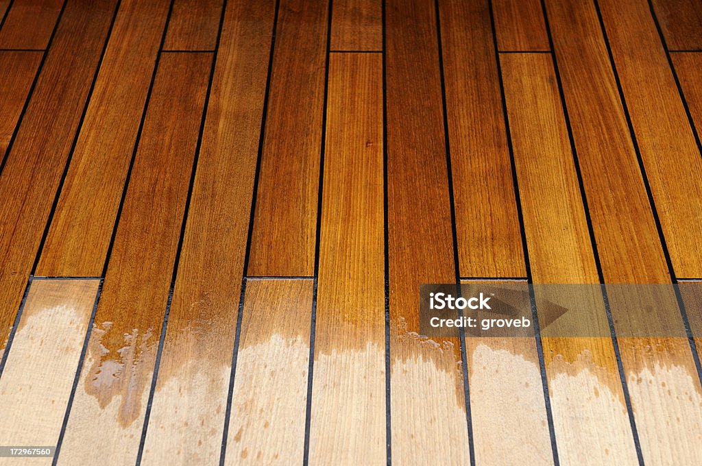 decking de Teca em um navio. - Royalty-free Plataforma de Madeira Foto de stock