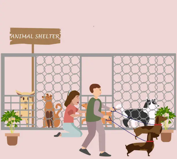 Vector illustration of Pet adoption and fostering.