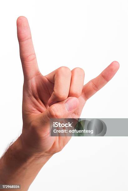 Rock N Roll Foto de stock y más banco de imágenes de Cuerpo humano - Cuerpo humano, Dedo índice, Fondo blanco