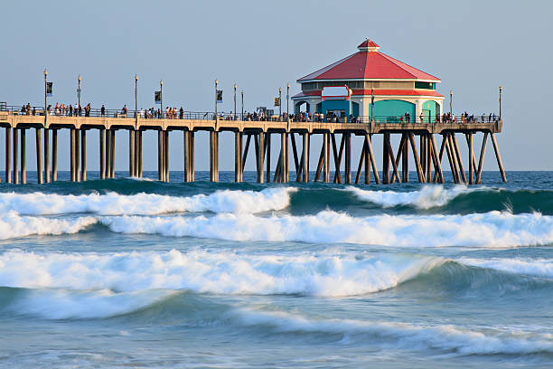 huntington beach pier - huntington beach - fotografias e filmes do acervo