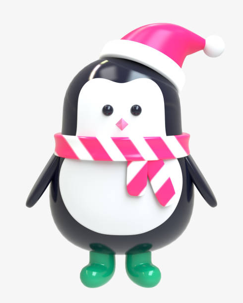 Cute winter New Year penguin in Santa Claus hat for Christmas.Festive 3d illustration. The concept is a warm cozy holiday atmosphere, a Christmas themed penguin. render illustration design concept lindo pingüino de año nuevo de invierno en sombrero de papá noel para navidad. ilustración festiva en 3d. el concepto es un ambiente cálido y acogedor de vacaciones, un pingüino con temática navideña. concepto de diseño de ilustración de renderiz