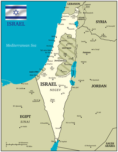 Vector Illustration of a Drawning Hand Traced Map of Israel and Flag