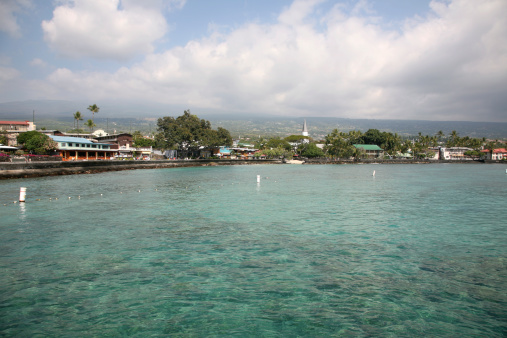 The town of Kailua-Kona on the Big Island of Hawaii.  Taken from the Pier.