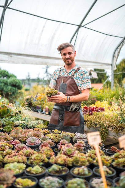 istock Caucasian Gardener Working with Potted Plants 1729700750