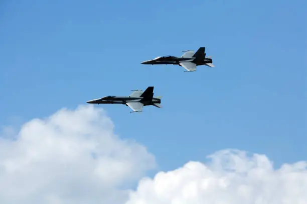 F-18 Hornets in mid flight