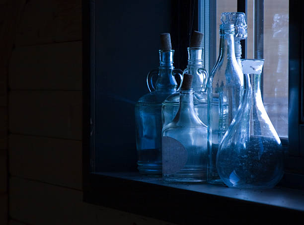 istock Still life with glass bottles on the window 172970690