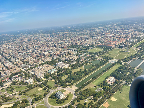 Photographed from the window of a plane taking off from Reagan International Airport near Washington, DC.