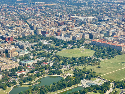 Photographed from the window of a plane taking off from Reagan International Airport near Washington, DC.