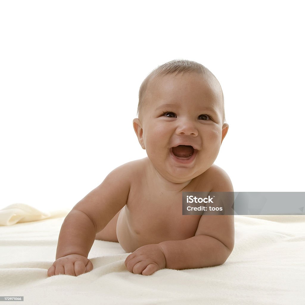 Heureux bébé rire à la caméra - Photo de Bébé libre de droits