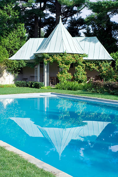 istock Outdoor pool with gazebo 172971500