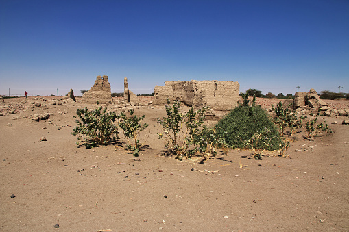 Ruins of ancient Egyptian temple on Sai island, Nubia, Sudan
