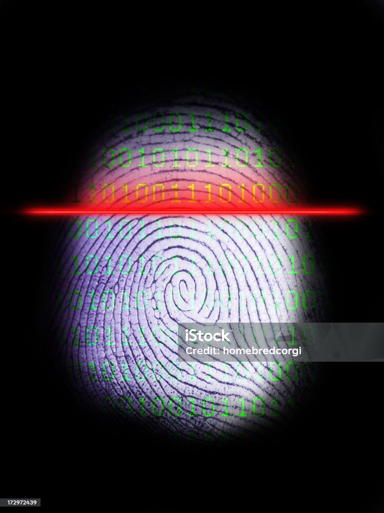 Digital Fingeprint escáner sobre negro, 3 - Foto de stock de Biometría libre de derechos