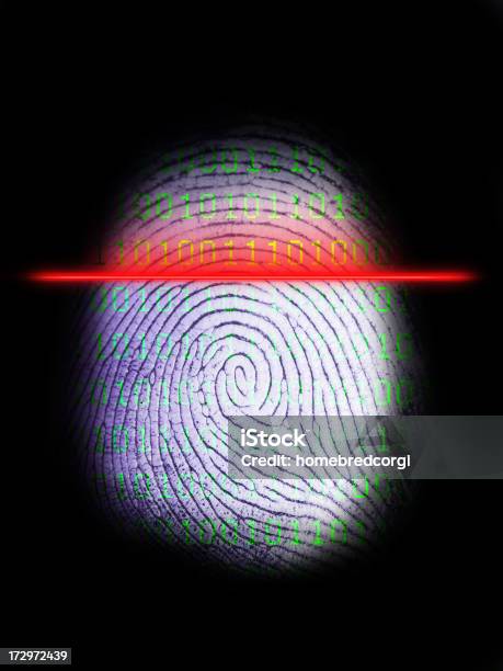 Digital Fingeprint Escáner Sobre Negro 3 Foto de stock y más banco de imágenes de Biometría - Biometría, Carnet de identidad, Ciencia forense