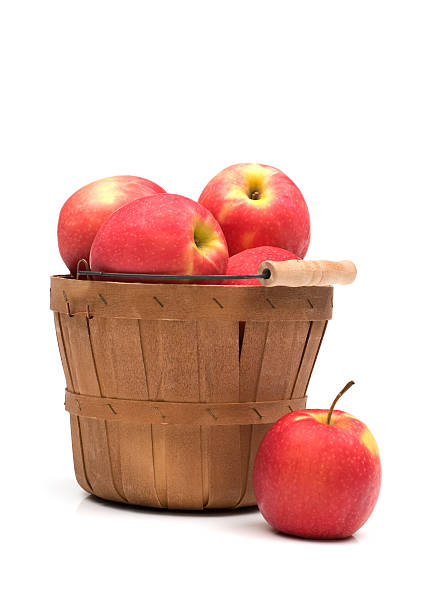 istock Close up Basket of red apples-isolated on white 172972859