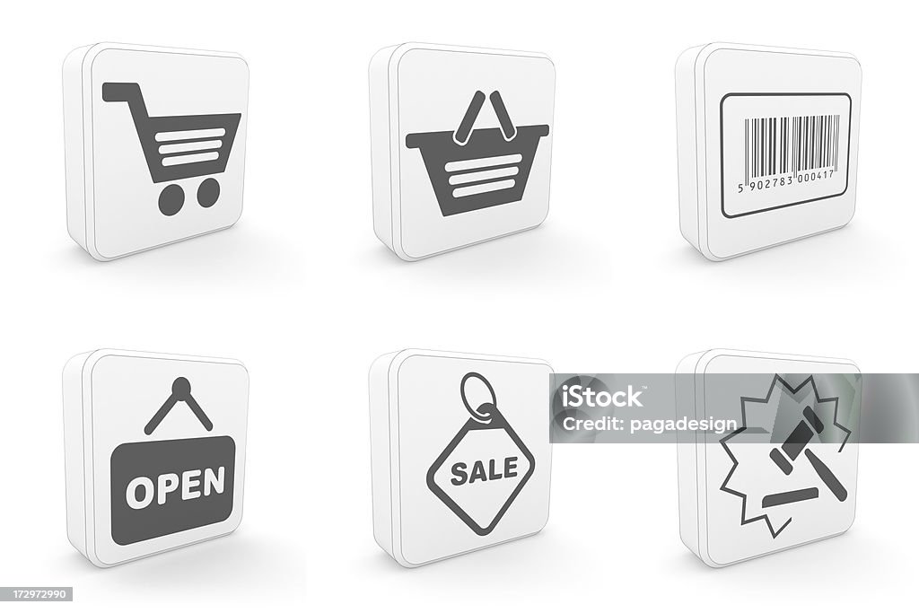 carton icons - shopping 3d render. Auction Stock Photo