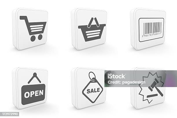 Carton Icons Shopping Stock Photo - Download Image Now - Auction, Bag, Bar Code