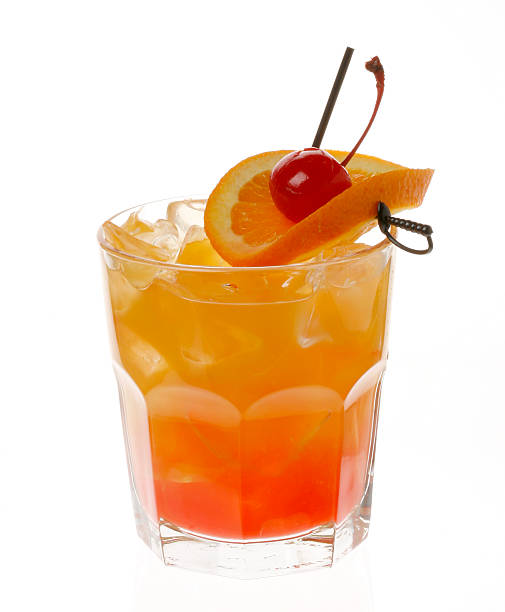 Mai Tai "Mai Tai with cherry and orange, on white background." mai tai stock pictures, royalty-free photos & images