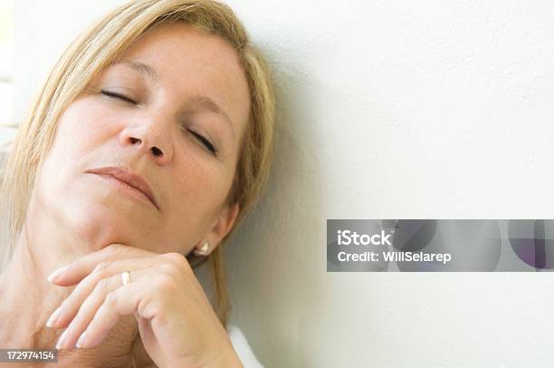 Woman With Eyes Closed Stock Photo - Download Image Now - 40-49 Years, Adult, Adults Only