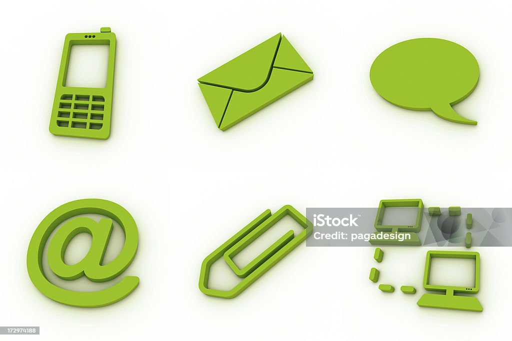 Verde iconos de comunicación - Foto de stock de Correo electrónico libre de derechos