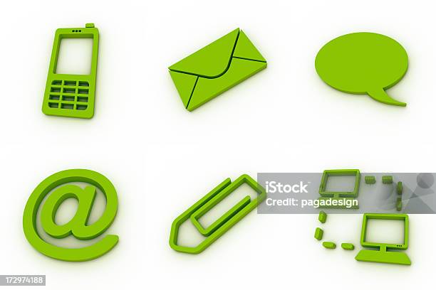 Verde Iconos De Comunicación Foto de stock y más banco de imágenes de Correo electrónico - Correo electrónico, Teléfono, Artículo de papelería