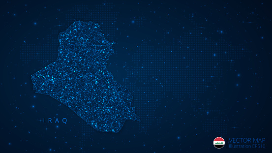 Iraq Map Texture Iraq Map Modern Design With Polygonal Shapes On Dark Blue Background ...