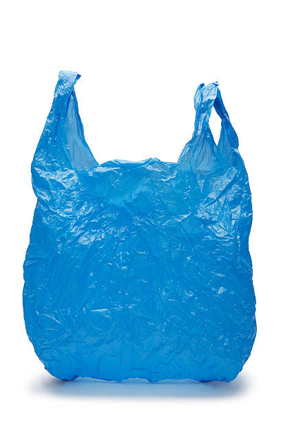 Blue plastic bag stock photo
