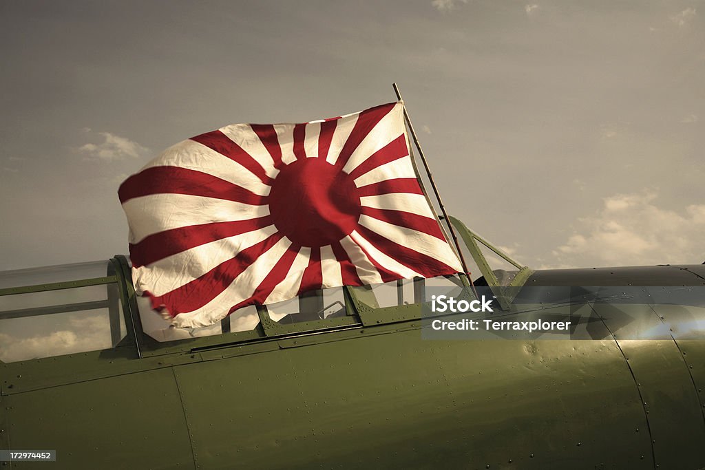 朝日旗を日本のゼロ、セピア調 - �日本のロイヤリティフリーストックフォト