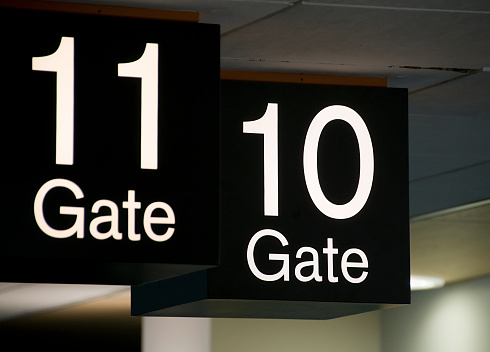 Gates in an international airport.