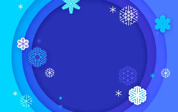 Vector illustration of Winter Snowflake Holiday Christmas Circle Frame Background