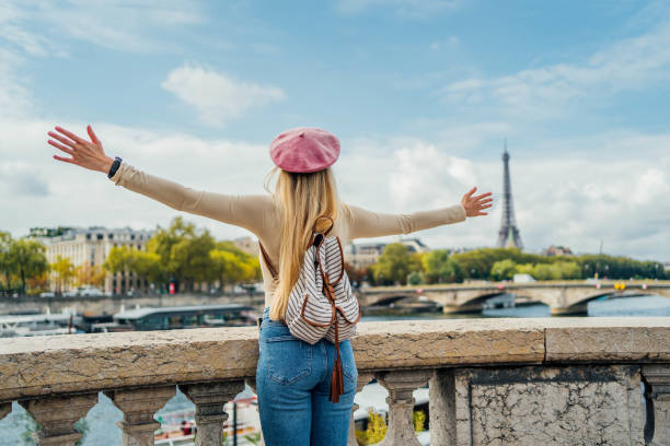 istock Happy woman in Paris, France 1729757708