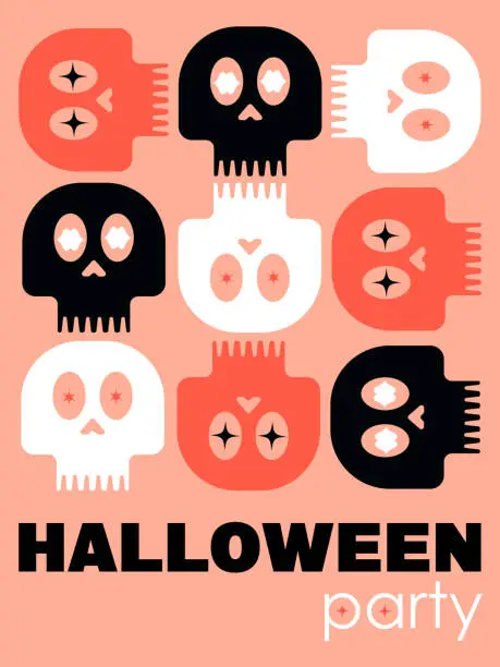 Vector illustration of Skulls in pattern representing Halloween holiday