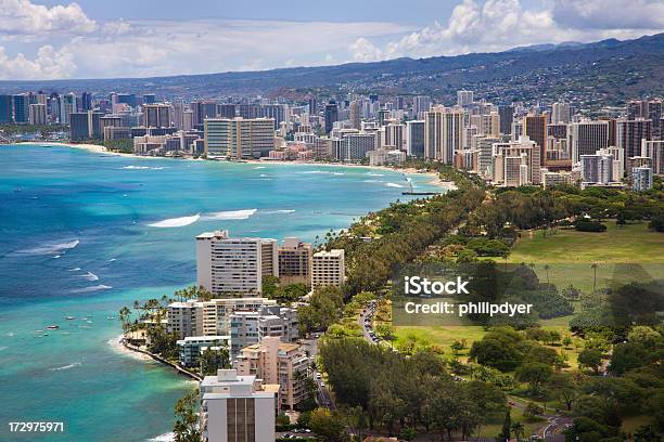 Hawaiian Skyline Stock Photo - Download Image Now - Aerial View, Beach, Beauty In Nature