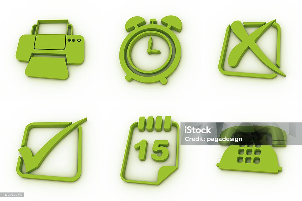 Zielone ikony-Biuro - Zbiór zdjęć royalty-free (Artykuł biurowy)