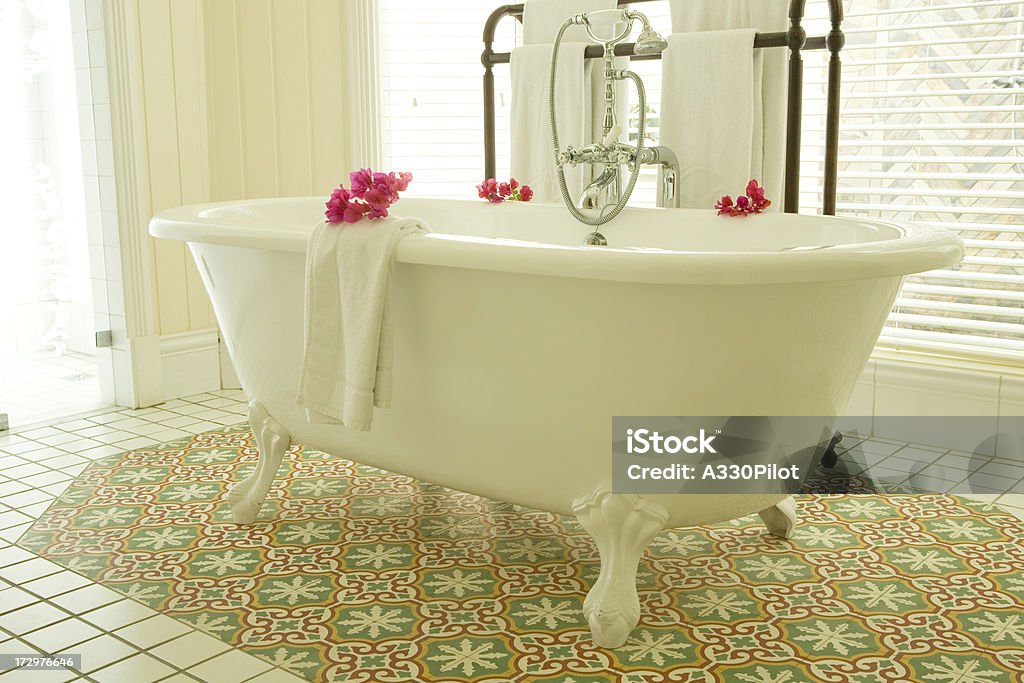 Luxury Tub Luxury clawfoot bathtub. Bathtub Stock Photo