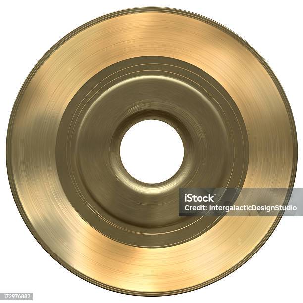Solid Gold 45 With Clipping Path Stock Photo - Download Image Now - Record - Analog Audio, Gold - Metal, Gold Record