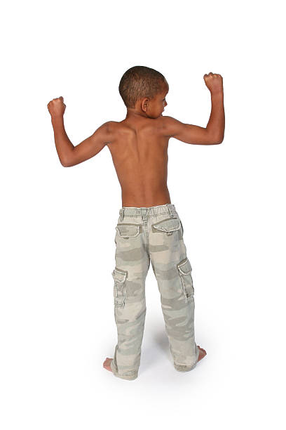 little 少年柔軟性 - flexing muscles child little boys bicep ストックフォトと画像