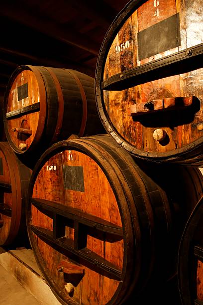 Wine barrels Traditional wine barrels in a dark cellar chilean wine stock pictures, royalty-free photos & images