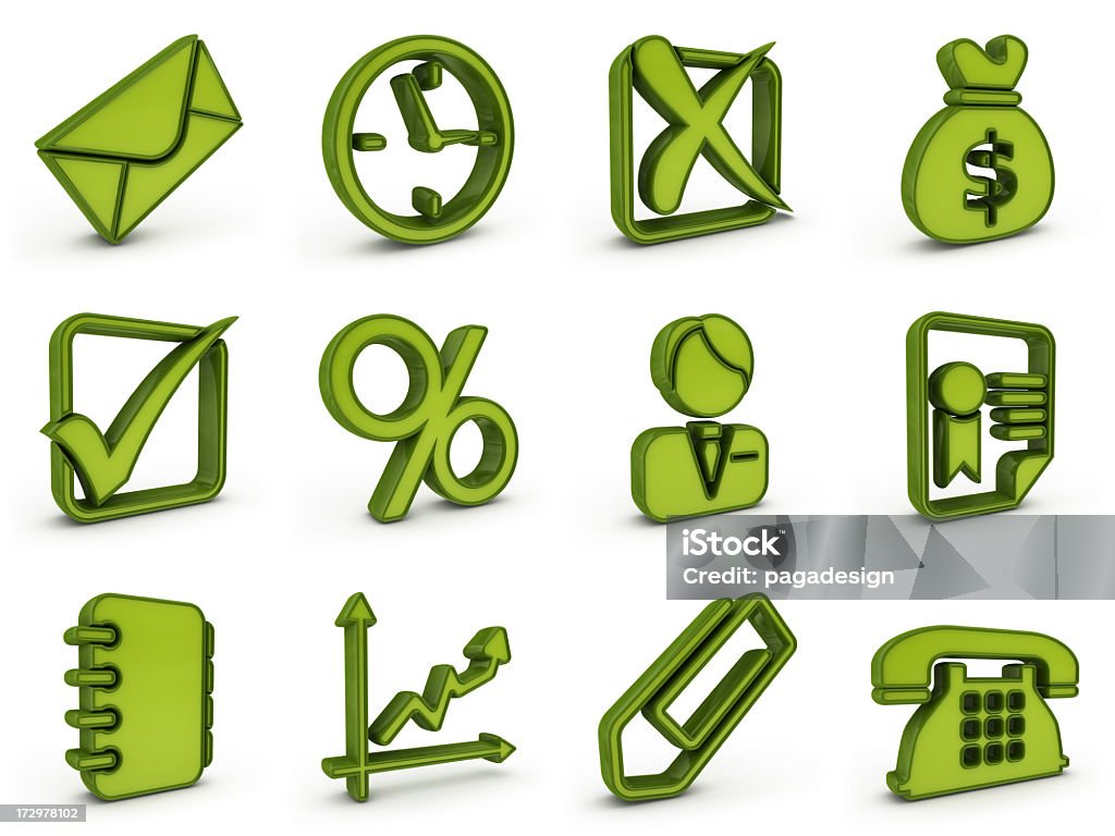 Ícones de negócios de plástico verde - Royalty-free Caderno de notas Foto de stock