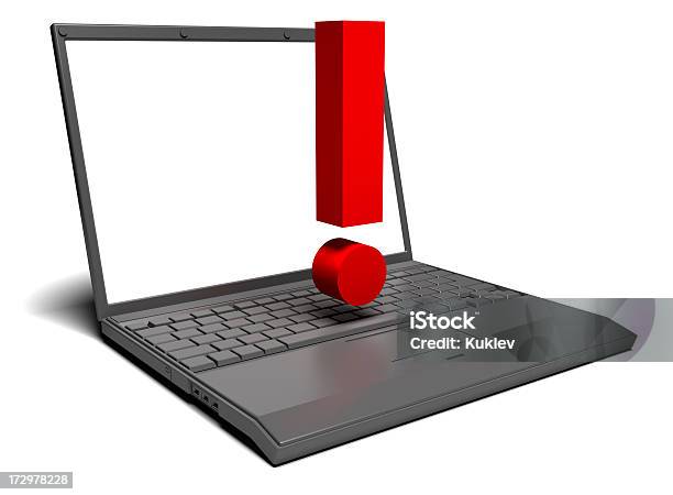 Attenzione - Fotografie stock e altre immagini di Computer portatile - Computer portatile, Rosso, Affari