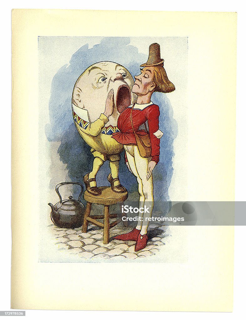 Humpty e messenger illustrazione, (Alice nel Paese delle meraviglie - Illustrazione stock royalty-free di Alice nel Paese delle Meraviglie